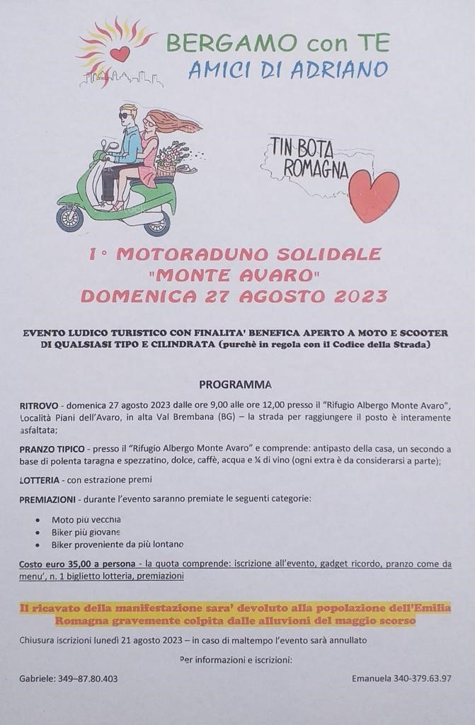 1° Motoraduno solidale Monte Avaro